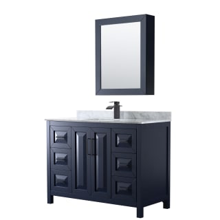 A thumbnail of the Wyndham Collection WCV252548SUNSMED Dark Blue / White Carrara Marble Top / Matte Black Hardware