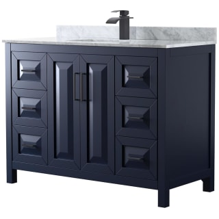 A thumbnail of the Wyndham Collection WCV252548SUNSMXX Dark Blue / White Carrara Marble Top / Matte Black Hardware