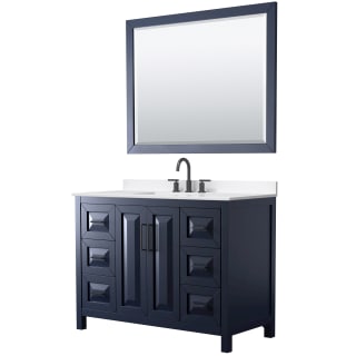 A thumbnail of the Wyndham Collection WCV252548S-QTZ-US3M46 Dark Blue / White Quartz Top / Matte Black Hardware