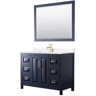 A thumbnail of the Wyndham Collection WCV252548S-QTZ-UNSM46 Dark Blue / White Quartz Top / Brushed Gold Hardware