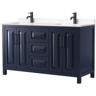 A thumbnail of the Wyndham Collection WCV252560D-VCA-MXX Dark Blue / Carrara Cultured Marble Top / Matte Black Hardware