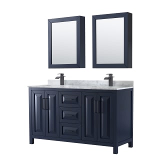 A thumbnail of the Wyndham Collection WCV252560DUNSMED Dark Blue / White Carrara Marble Top / Matte Black Hardware