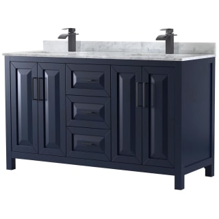 A thumbnail of the Wyndham Collection WCV252560DUNSMXX Dark Blue / White Carrara Marble Top / Matte Black Hardware