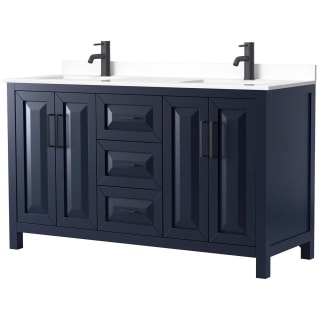 A thumbnail of the Wyndham Collection WCV252560D-VCA-MXX Dark Blue / White Cultured Marble Top / Matte Black Hardware