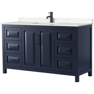 A thumbnail of the Wyndham Collection WCV252560S-VCA-MXX Dark Blue / Carrara Cultured Marble Top / Matte Black Hardware