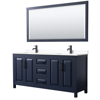 A thumbnail of the Wyndham Collection WCV252572D-VCA-M70 Dark Blue / White Cultured Marble Top / Matte Black Hardware