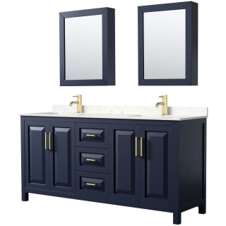 A thumbnail of the Wyndham Collection WCV252572D-VCA-MED Dark Blue / Carrara Cultured Marble Top / Brushed Gold Hardware
