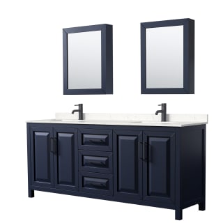 A thumbnail of the Wyndham Collection WCV252580D-VCA-MED Dark Blue / Carrara Cultured Marble Top / Matte Black Hardware