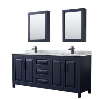 A thumbnail of the Wyndham Collection WCV252580DUNSMED Dark Blue / White Carrara Marble Top / Matte Black Hardware