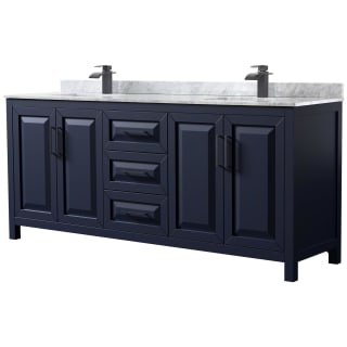 A thumbnail of the Wyndham Collection WCV252580DUNSMXX Dark Blue / White Carrara Marble Top / Matte Black Hardware