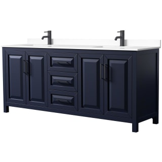 A thumbnail of the Wyndham Collection WCV252580D-VCA-MXX Dark Blue / White Cultured Marble Top / Matte Black Hardware