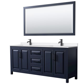 A thumbnail of the Wyndham Collection WCV252580D-QTZ-UNSM70 Dark Blue / White Quartz Top / Matte Black Hardware