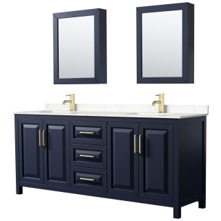 A thumbnail of the Wyndham Collection WCV252580D-VCA-MED Dark Blue / Carrara Cultured Marble Top / Brushed Gold Hardware