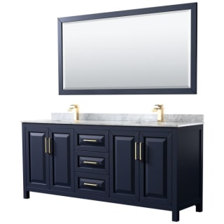 A thumbnail of the Wyndham Collection WCV252580DUNSM70 Dark Blue / White Carrara Marble Top / Brushed Gold Hardware