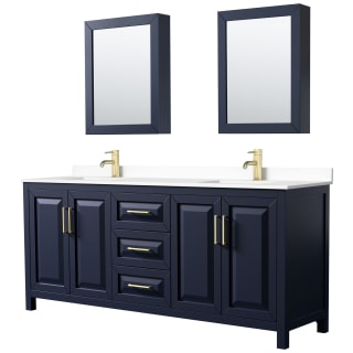 A thumbnail of the Wyndham Collection WCV252580D-VCA-MED Dark Blue / White Cultured Marble Top / Brushed Gold Hardware