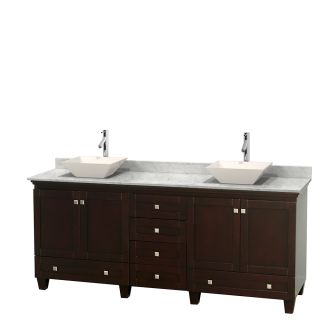 Wyndham Collection Wcv800080descmgs6mxx Arista White Carrera Marble Sink Acclaim 80 Free Standing Vanity Set With Hardwood Cabinet Marble Vanity Top And Two Vessel Sinks Less Faucet S Faucet Com