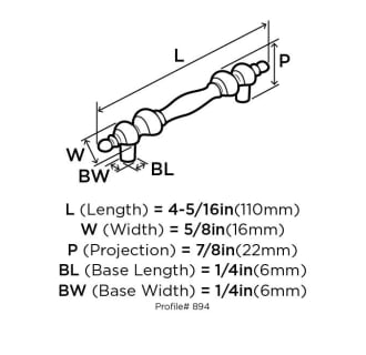 A thumbnail of the Amerock 894 Amerock-894-Dimensions of Angle View