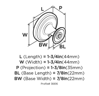 A thumbnail of the Amerock BP36616 Amerock-BP36616-Dimensions of Back View