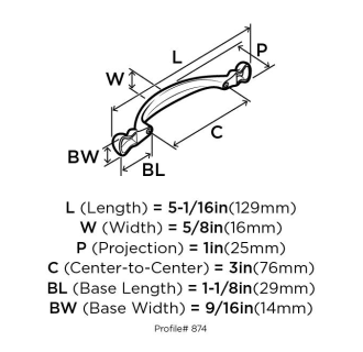 A thumbnail of the Amerock BP874 Amerock-BP874-Dimensions of Back View