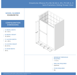 A thumbnail of the DreamLine SDAB60W700VXX Alternate Image