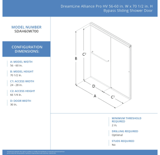 A thumbnail of the DreamLine SDAH60W700VXX Alternate Image