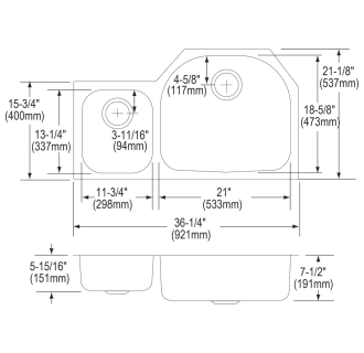 A thumbnail of the Elkay ELUH3621LDBG Elkay-ELUH3621LDBG-Specification Image