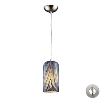 Elk 544-1MO-LED Molten 1-LED Light Pendant with Molten Ocean Glass Shade 5 by 11-Inch Satin Nickel Finish 