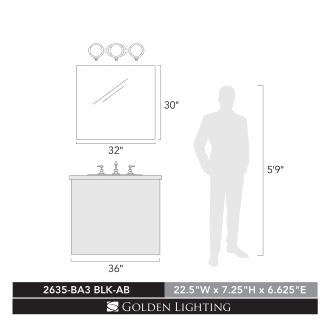 A thumbnail of the Golden Lighting 2635-BA3-AB Golden Lighting-2635-BA3-AB-Scale Image