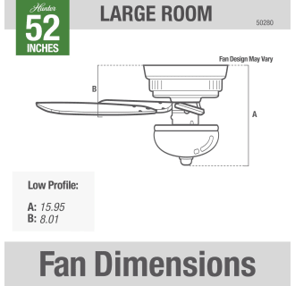 A thumbnail of the Hunter Bennett 52 LED Low Profile Hunter 50280 Bennett Dimension Graphic