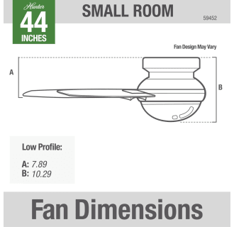 A thumbnail of the Hunter MINIMUS 44 LED LOW PROFILE Hunter 59452 Minimus Dimension Graphic