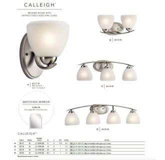 A thumbnail of the Kichler 45120 The Kichler Calleigh collection in Brushed Nickel from the Kichler catalog.