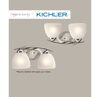 A thumbnail of the Kichler 45120 The Kichler Calleigh bathroom fixtures can be mounted up or down.