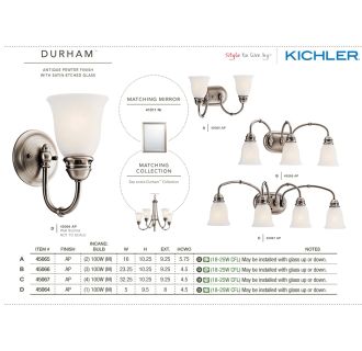 A thumbnail of the Kichler 45066 The Kichler Durham Collection in Antique Pewter from the Kichler Catalog.