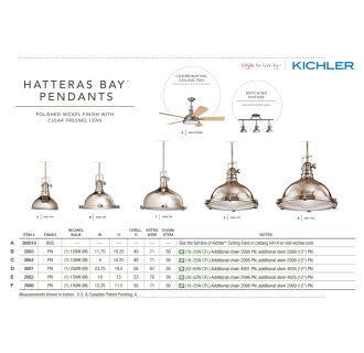 A thumbnail of the Kichler 2666 Kichler Hatteras Bay Pendants in Polished Nickel