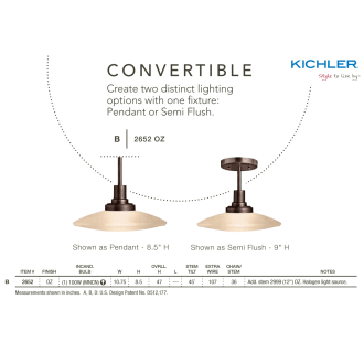 A thumbnail of the Kichler 2652 This can be installed as a pendant or semi-flush light