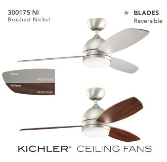 A thumbnail of the Kichler 300175 The blades on this fan are reversible Silver / Walnut finishes