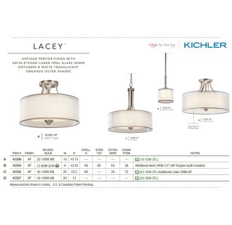 A thumbnail of the Kichler 42387 The Kichler Lacey Collection in Antique Pewter