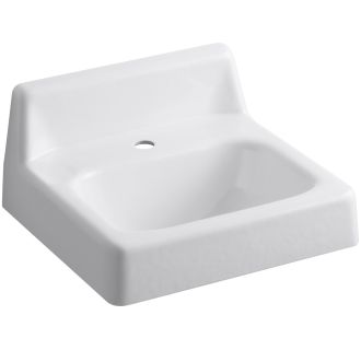 KOHLER Hudson Wall-Mounted Cast Iron Bathroom Sink in White with Overflow Drain