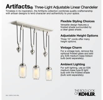 A thumbnail of the Kohler Lighting 22659-CH03 Kohler Artifacts Three-Light Adjustable Linear Chandelier