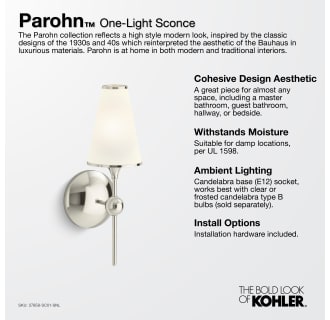A thumbnail of the Kohler Lighting 27858-SC01 Kohler Parohn 1 Light Wall Sconce