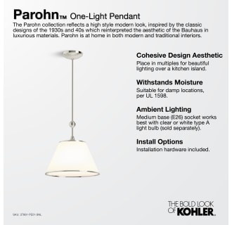 A thumbnail of the Kohler Lighting 27861-PE01 Kohler Parohn 1 Light Pendant