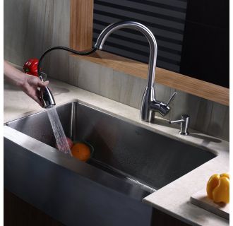 Kraus KHF200-33-KPF2130-SD20 Stainless Steel Kitchen Combo - 32-7/8