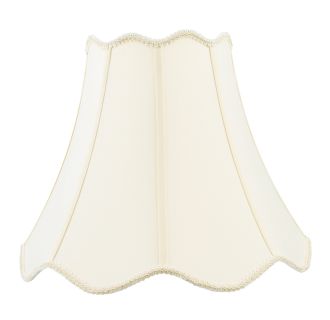 A thumbnail of the Livex Lighting S556 Off White Top/Bottom Scallop Shantung Silk Bell Shade with Fancy Trim