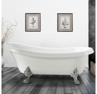 63" Freestanding Acrylic Soaking Clawfoot Tub with Reversible Drain and Drain Assembly