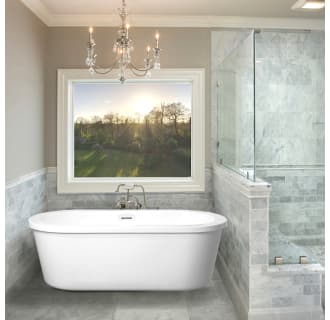66" Freestanding Acrylic Soaking Tub with Rear Drain, Drain Assembly, and Overflow