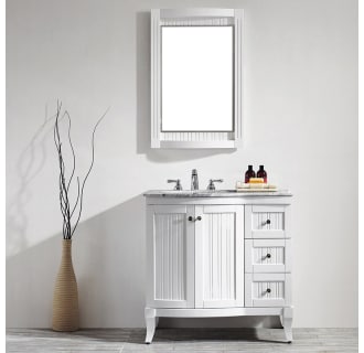 35-1/5" Free Standing Single Vanity Set with Wood Cabinet, Marble Vanity Top, Ceramic Undermount Sink and Finish Coordinating Mirror