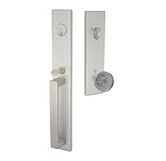 Manhattan Solid Brass Full Plate Single Cylinder Keyed Entry Handleset with Glass Tondo Knob