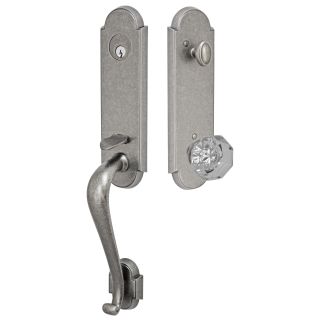 Avondale Solid Brass One Piece Single Cylinder Keyed Entry Handleset with Scrivia Glass Knob