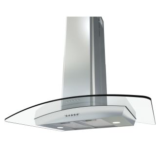 750 CFM 36 Inch Stainless Steel Island Range Hood with Dual Halogen Lighting System and Glass Accent