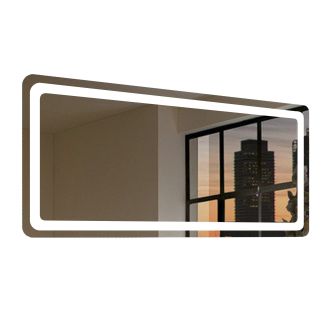 50" W x 35" H Rectangular Frameless Wall Mounted Mirror with LED Lighting